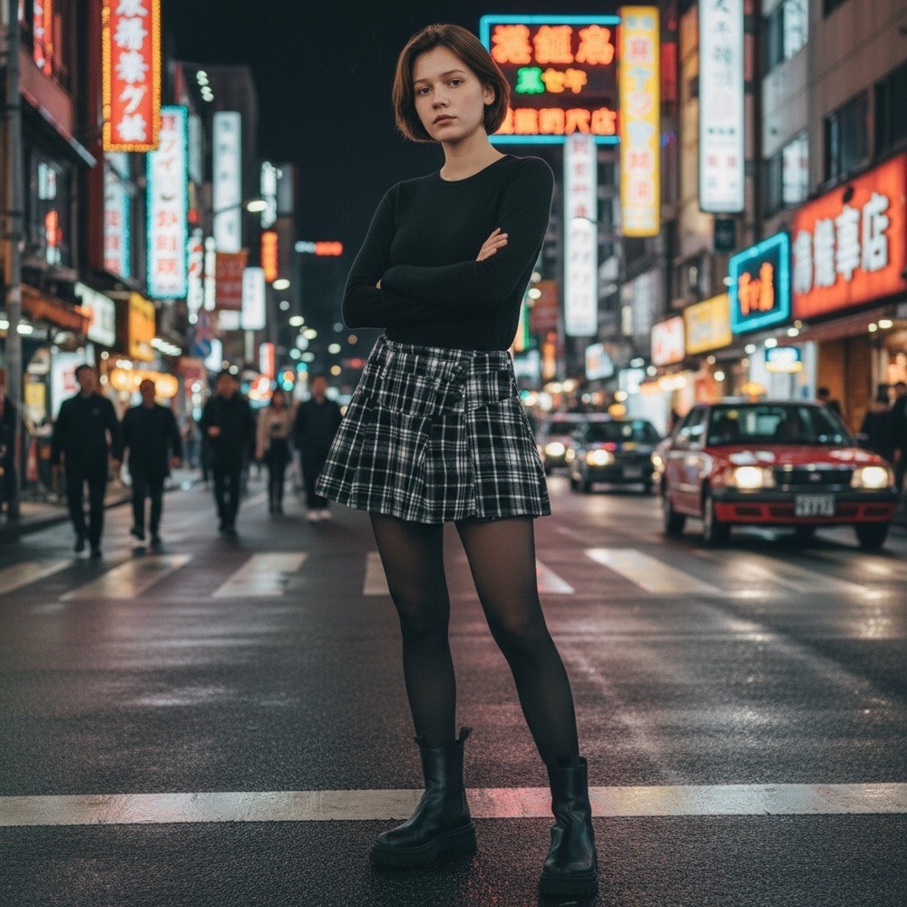 Free People Women's Cotton Black Blue Plaid Skater Y2K Clueless Mini Skort Skirt - Picture 2 of 6